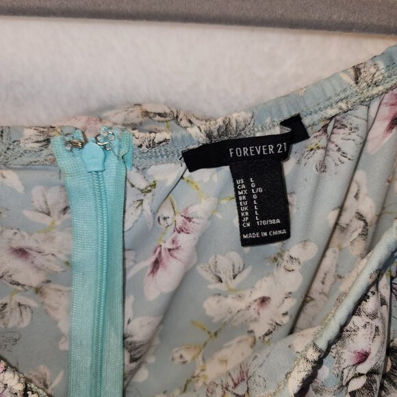 Forever 21 Dress Womens Size Large Floral Off The Shoulder Powder Blue A Line - Picture 4 of 8